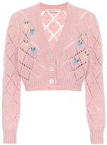 Thumbnail for your product : Alessandra Rich Embroidered alpaca-blend cardigan