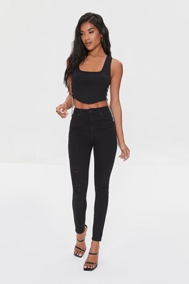 Forever 21 Women's Lace-Up Chain Crop Top in Black Medium - ShopStyle