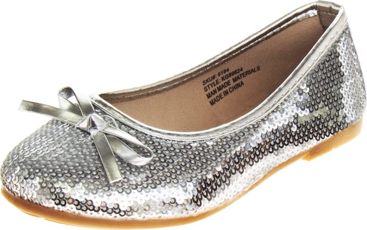 KensieGirl Girls Sequin Flats Casual Shoes Silver