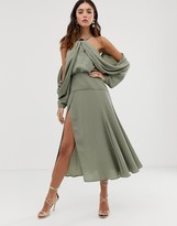 Thumbnail for your product : ASOS EDITION drape sleeve midi dress with ring detail