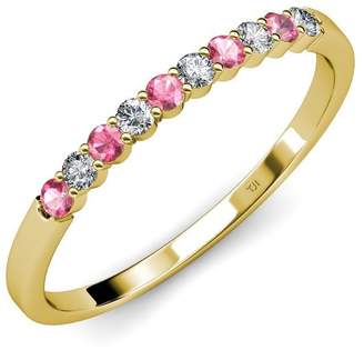 TriJewels Pink Tourmaline and Diamond (VS2-SI1, ) 10 Stone Wedding Band 0.55 ct tw in 18K Rose Gold.size 4.5