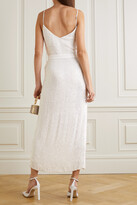 Thumbnail for your product : retrofete Rebecca Velvet-trimmed Sequined Chiffon Dress - White