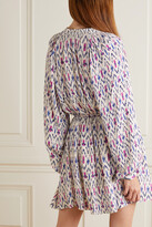 Thumbnail for your product : Etoile Isabel Marant Amandine Gathered Printed Crepe Mini Dress - Ecru