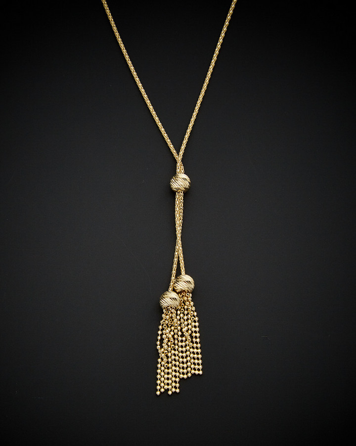 Guess Knotted Rope Chain Lariat with Tassel Y-Shaped Necklace