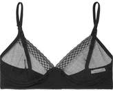 Thumbnail for your product : Skin - Kaia Lace And Stretch Organic Pima Cotton-jersey Soft-cup Bra - Black