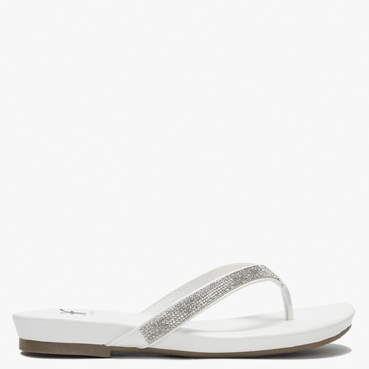 silver diamante flip flops uk