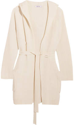 Max Mara Hooded Ribbed Wool And Cashmere-blend Cardigan