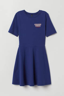 H&M Short-sleeved Jersey Dress - Blue