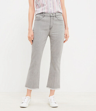 LOFT Frayed High Rise Kick Crop Jeans in Pure Grey Wash