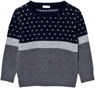 Il Gufo Navy and Grey Patterned Jumper