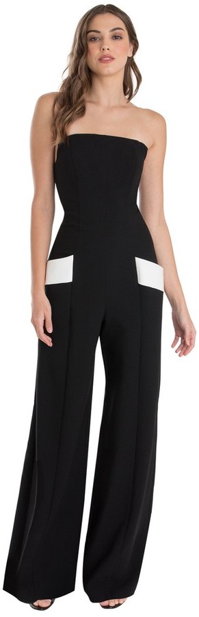 color block jumpsuit black and white