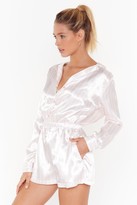 Thumbnail for your product : Nasty Gal Womens Stripe Where I'm Supposed to Be Satin Pyjama Playsuit - Pink - L