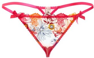 Agent Provocateur Zuri Floral-embroidered Tulle Thong - Multi