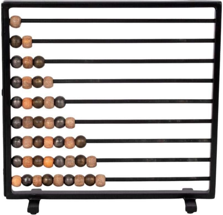 Liv & Skye Black 15 in. x 14 in. Metal Rectangular Decorative Abacus Game