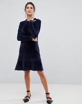 Thumbnail for your product : Y.A.S chenille ruffle drop hem midi dress in blue