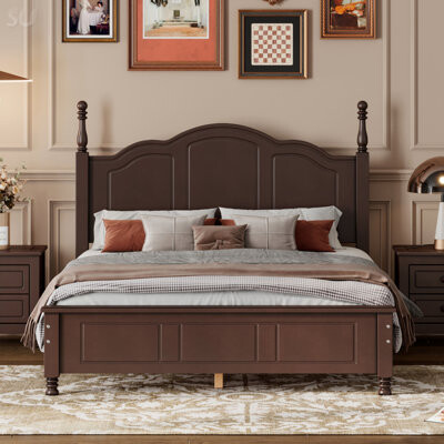 Ophelia & Co. Size Wood Platform Bed FrameRetro Style Platform Bed With Wooden Slat SupportBed