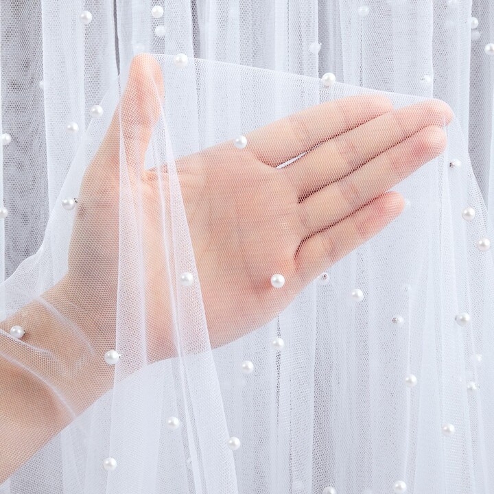 White Pearl Tulle Fabric Sheer Mesh Fabric Bridal Veil Wedding Table Decorations for Wedding Sewing DIY Crafts Gowns Crafts
