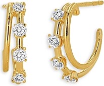  Obidos 14K Gold Plated Double Huggie Hoop Earrings for One Hole
