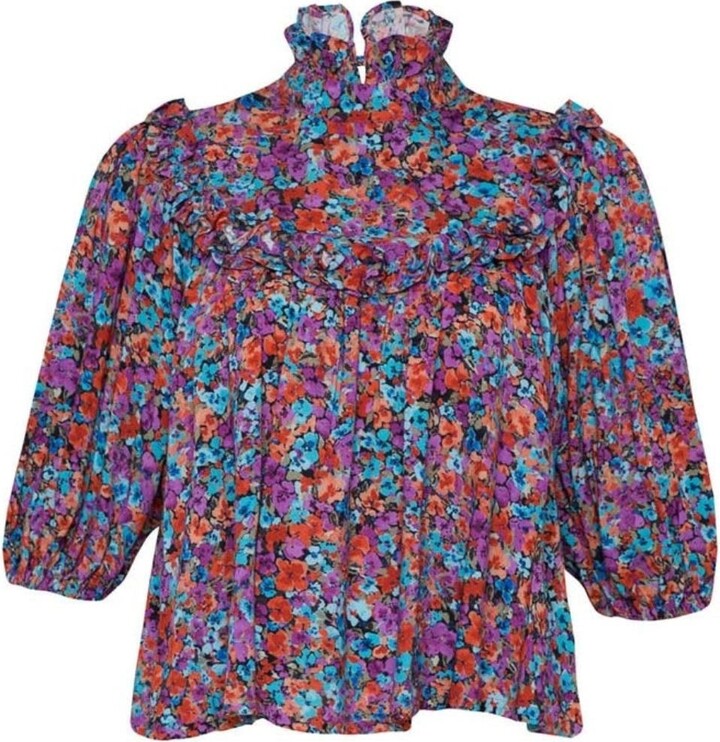 State of Georgia Red The Joni Top Floral Explosion Raspberry