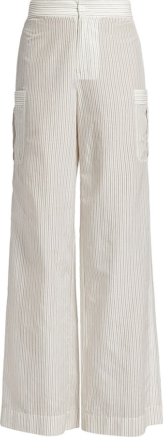 Frame Women's Striped Cotton-Silk Utility Pants - Cream Multi - Size XS
