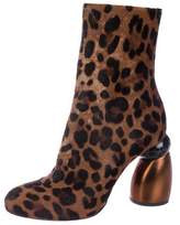 Thumbnail for your product : Dries Van Noten Ponyhair Round-Toe Ankle Boots
