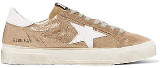 Golden Goose May Distressed Metallic Suede And Leather Sneakers - IT35