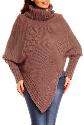 Happy Mama Boutique Happy Mama Womens Maternity Cable Chunky Knit Poncho Sweater Jumper Wrap 312p (