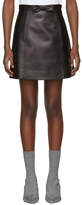 Miu Miu Black Leather A-Line Pockets and Bow Miniskirt