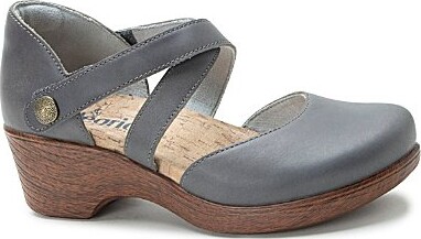 Alegria Savina Leather Ankle Strap Platform Clog Pumps