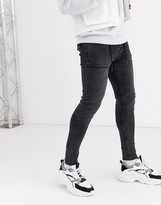 Thumbnail for your product : ASOS DESIGN spray on jeans in power stretch with drawstring waist in washed black