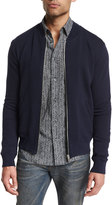 Thumbnail for your product : Maison Margiela Zip-Up Knit Bomber Jacket with Elbow Patches, Navy