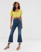 Thumbnail for your product : Stradivarius mid authentic cropped kickflare jeans in blue