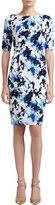 Thumbnail for your product : St. John Abstract Paisley Print Stretch Crepe de Chine Dress With Pleats