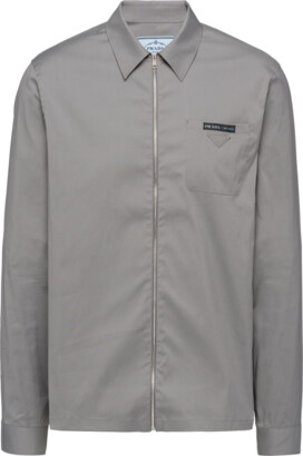 for Men Prada Cotton Classic Poplin Shirt in Grey Mens Clothing Shirts Formal shirts Grey 