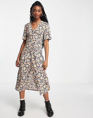 button through midi dress uk