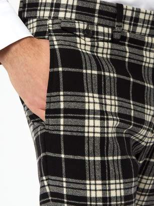 Burberry Tartan Check Wool Trousers - Mens - Black