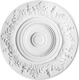 Orac Decor 18-1/2 in x 18-1/2 in x 1-3/8 in Acanthus and Beads Primed White Polyurethane Ceiling Medallion