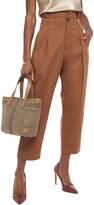 Thumbnail for your product : Brunello Cucinelli Leather-trimmed Bead-embellished Herringbone Woven Tote