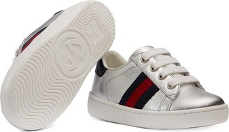 Gucci Children leather low-top with Web