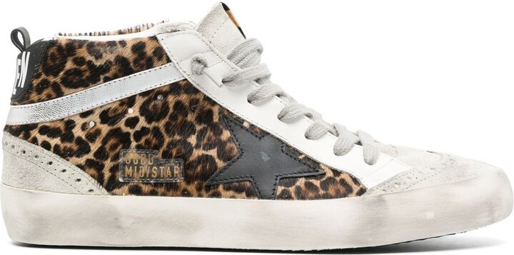 Golden Goose Mid Star leopard print sneakers - ShopStyle