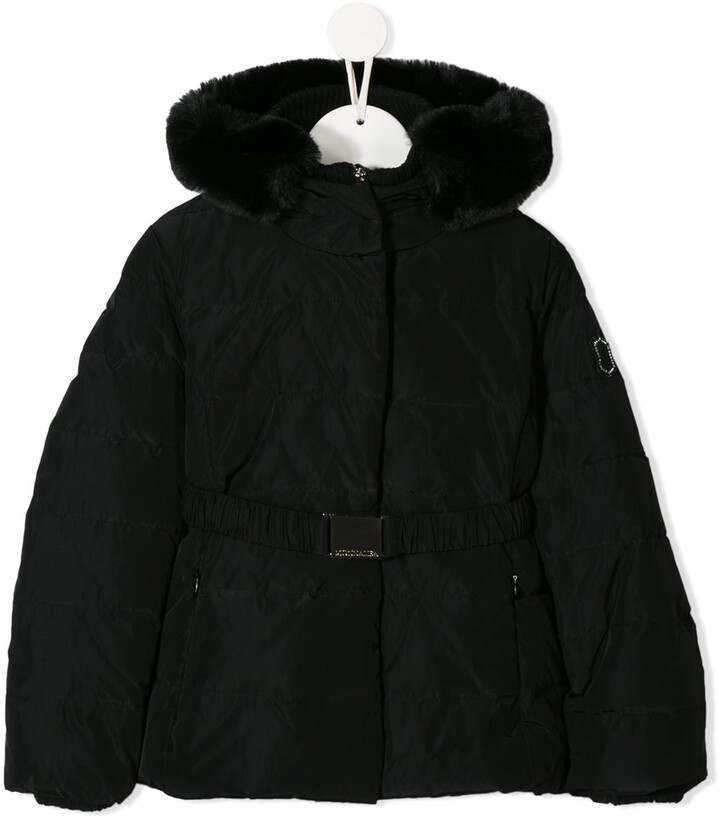 4, Black GENx Kids Girls Warm Puffy Down Hoodie Jacket Coat With Fur GJK1713 