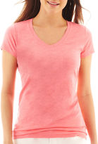 Thumbnail for your product : JCPenney jcp™ Short-Sleeve Slub V-Neck T-Shirt