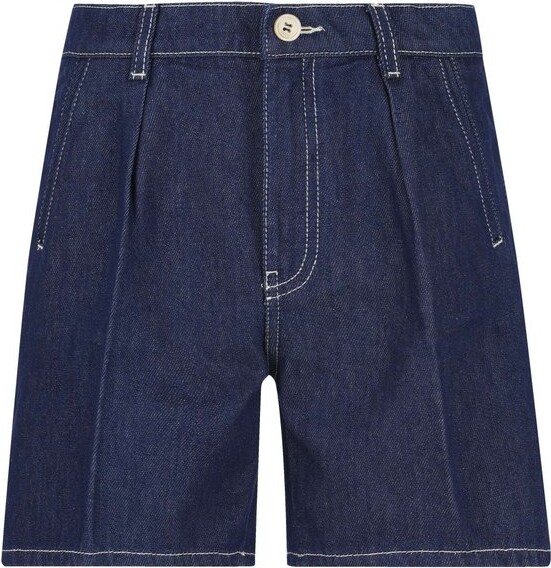 Gucci Children Logo Embroidered Denim Shorts