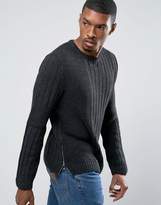 Thumbnail for your product : ASOS Mixed Rib With Side Zips In Washed Black