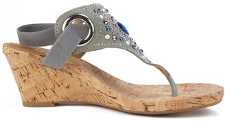 white mountain jeweled thong sandals