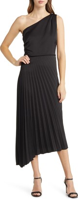 Pleated One-Shoulder Maxi Dress