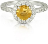 Thumbnail for your product : Forzieri 0.50 ct Diamond Pave 18K White Gold Ring w/Citrine Quartz