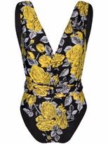 Thumbnail for your product : Ganni floral print V-neck swimsuit