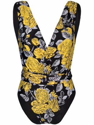 Ganni floral print V-neck swimsuit