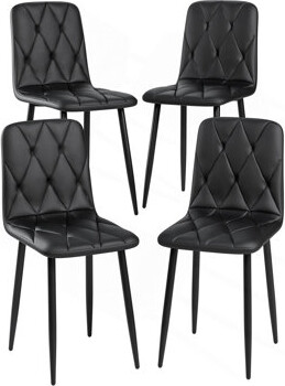Latitude Run Dining Chairs Set Of 4 Modern Kitchen Dining Room Chairs PU Dining Chair Upholstered Cushion Seat And Sturdy Metal Legs